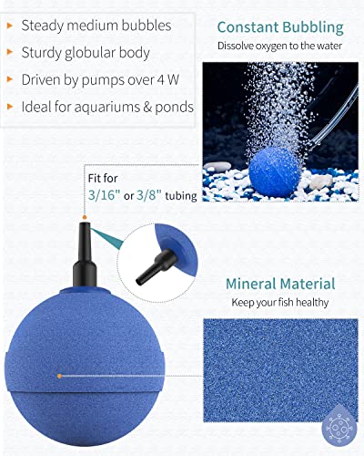 Pawfly Aquarium Air Stone Bubbler 2 Inch, Oxygen Diffuser Airstone for Air Pump Fish Tank Bucket Pond and DWC Reservoir, 4 Pack - Image 2