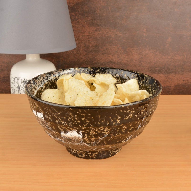 StyleMyWay Handmoulded Studio Pottery Black Serving Cum Snack Bowl | Decorative Bowl for Kitchen - Image 1