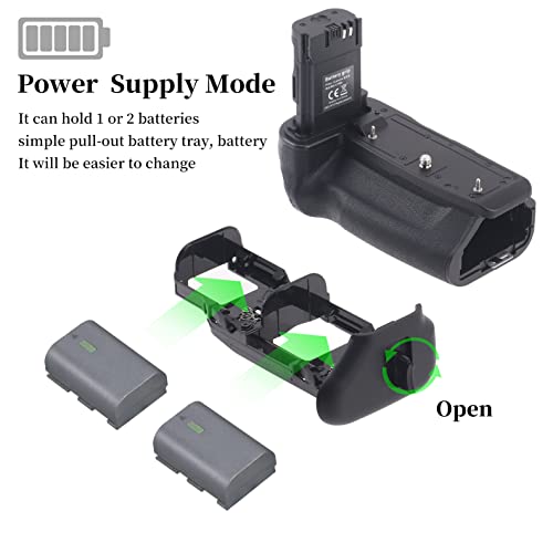 Hersmay BG-R10 Vertical R5/R6 Battery Grip for Canon EOS R5 R5C R6 R6II DSLR Camera, Replace for Canon BG-R10 Battery Holder for Up to Two LP-E6 LP-E6NH LP-E6N Batteries - Image 3