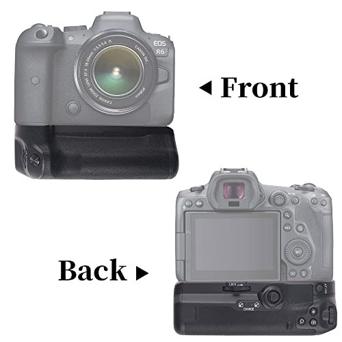 Hersmay BG-R10 Vertical R5/R6 Battery Grip for Canon EOS R5 R5C R6 R6II DSLR Camera, Replace for Canon BG-R10 Battery Holder for Up to Two LP-E6 LP-E6NH LP-E6N Batteries - Image 2
