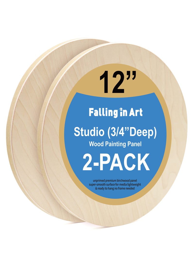 Falling In art Falling in Art Unfinished Round Birch Wood Canvas Panels Kit Falling in Art 2 Pack of 12 Studio 34 Deep Cradle Boards for Pouring Art Crafts Painting and More 