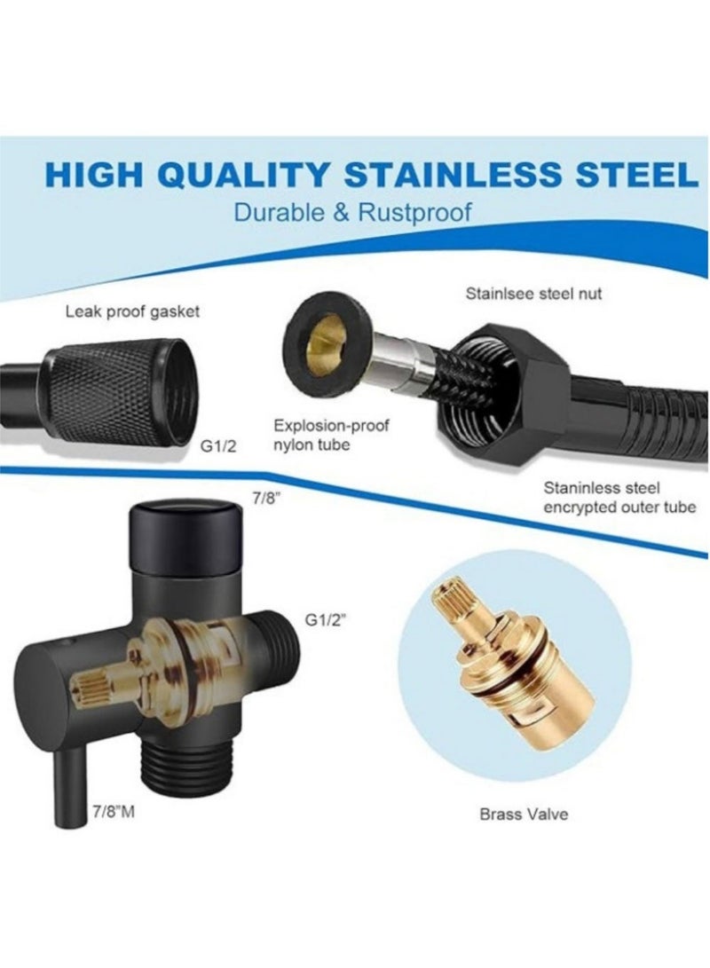 excitat Handheld Bidet Sprayer for Toilet, Adjustable Pressure Shattaf, Bidet Shattaf Set, Stainless Steel Toilet Shattaf Cloth Diaper Sprayer with Anti-Leaking Hose and Holder, For Muslim Shower, diaper sprayer, Personal, Hygiene, bathroom and Toilets - Image 3