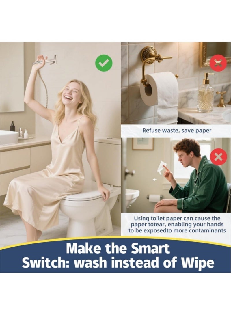 excitat Handheld Bidet Sprayer for Toilet, Adjustable Pressure Shattaf, Bidet Shattaf Set, Stainless Steel Toilet Shattaf Cloth Diaper Sprayer with Anti-Leaking Hose and Holder, For Muslim Shower, diaper sprayer, Personal, Hygiene, bathroom and Toilets - Image 2