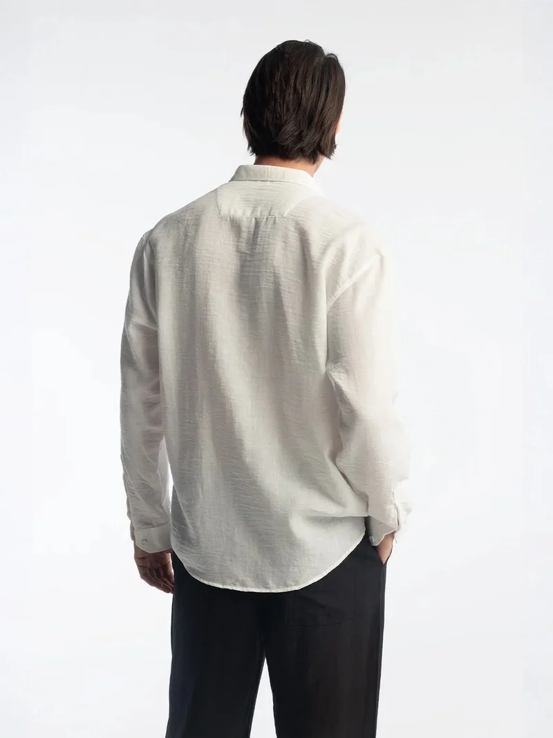 Giesto White GIESTO Oversized Button-Up Long Sleeve Shirt for Men | Best Price UAE