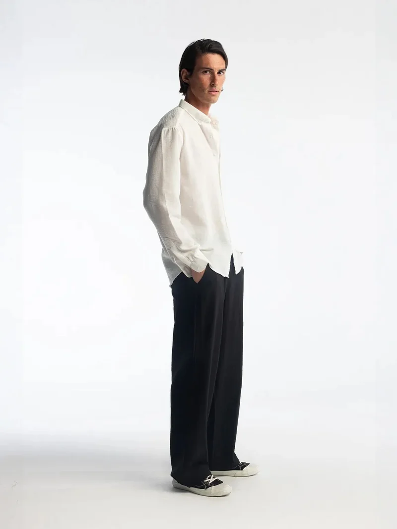 Giesto White GIESTO Oversized Button-Up Long Sleeve Shirt for Men | Best Price UAE