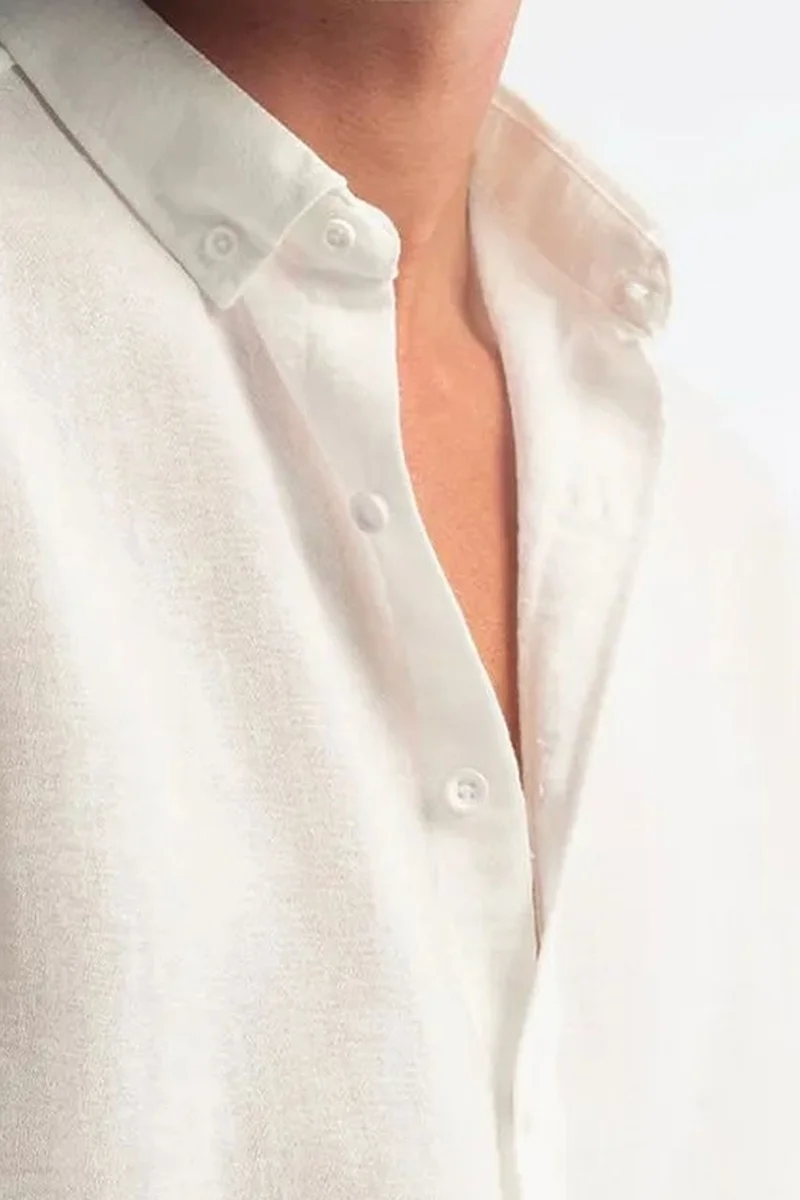 Giesto White GIESTO Oversized Button-Up Long Sleeve Shirt for Men | Best Price UAE