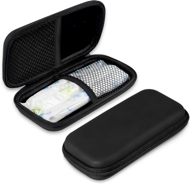 Tuciyke Tuciyke Tampon Storage Bag,Black Tampon Organizer Bag with Zipper Pack of 2 Small Pouch for Feminine Products 6.3x3.3x1.2inches Portable Period Bags for Women,Ladies