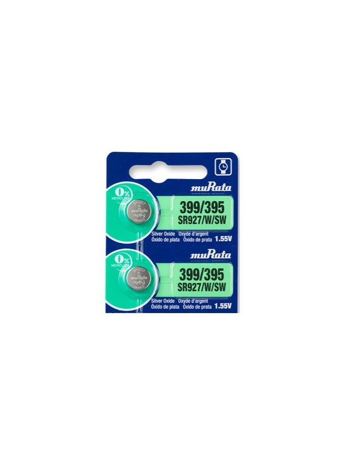 2-Pieces Murata SR927/W/SW / 399/395 Silver Oxide 1.55V (muRata) Japan Batteries