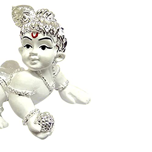 Karigaari India 999 Silver Plated Bal Krishna Showpiece I Bal Krishna Idol I Car Dashboard I Baby Warming I Gifting Options - Image 4