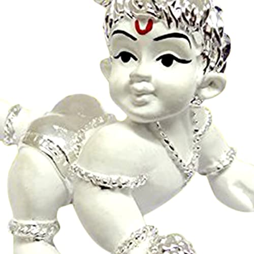 Karigaari India 999 Silver Plated Bal Krishna Showpiece I Bal Krishna Idol I Car Dashboard I Baby Warming I Gifting Options - Image 5