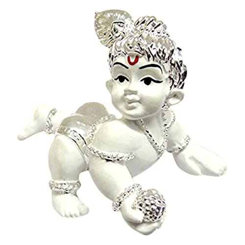 Karigaari India 999 Silver Plated Bal Krishna Showpiece I Bal Krishna Idol I Car Dashboard I Baby Warming I Gifting Options - Image 3