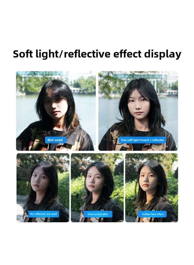 Generic Selens Reflector Photography 30cm/60cm/80cm Five-in-One Plate Round Folding Portable Small Soft-Body Color: 60cm Round Silver And White Two-in-one  - Image 3
