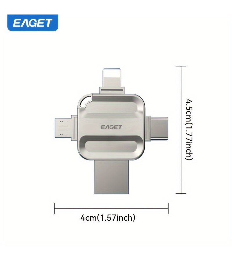 محرك أقراص USB فلاش مدمج بسعة 32 جيجابايت، بطاقة ذاكرة 4 في 1 مع موصل USB وMicro USB وType-C وموصل IOS للهواتف المحمولة والكمبيوتر - Image 3