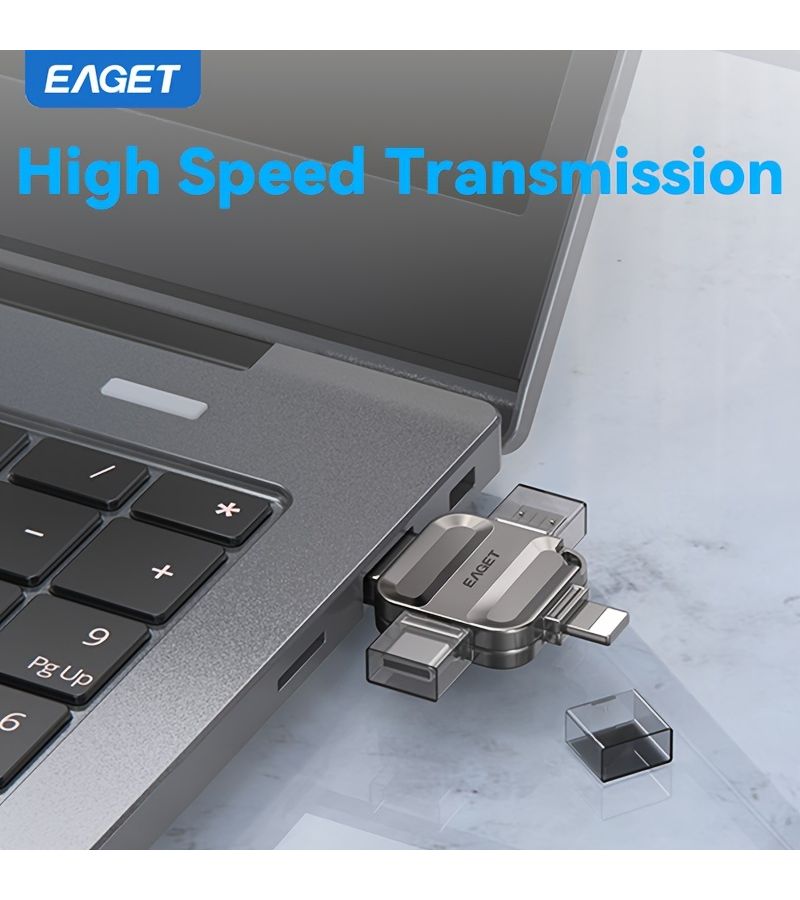 محرك أقراص USB فلاش مدمج بسعة 32 جيجابايت، بطاقة ذاكرة 4 في 1 مع موصل USB وMicro USB وType-C وموصل IOS للهواتف المحمولة والكمبيوتر - Image 4