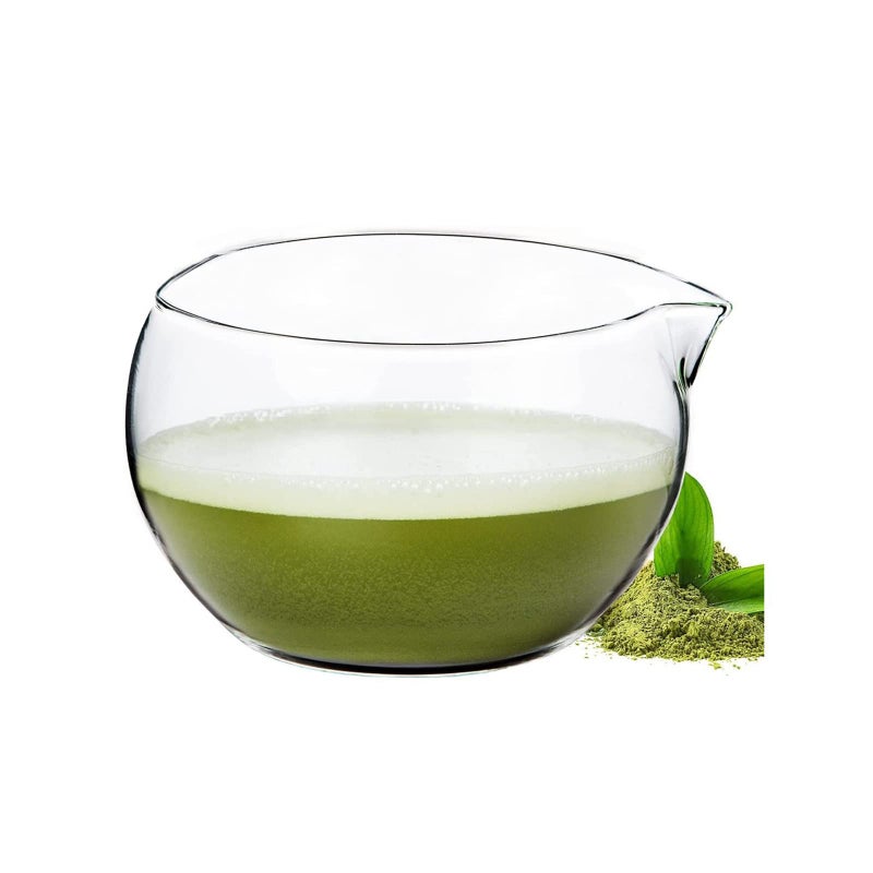 Matcha Bowl with Pouring Spout, Handmade, Thick & Heat-Resistant Clear Matcha Glass, Japanese Style Mixing Bowl for Green Tea, Small Ceremonial Matcha Cup, Easy Whisking Design - Image 1