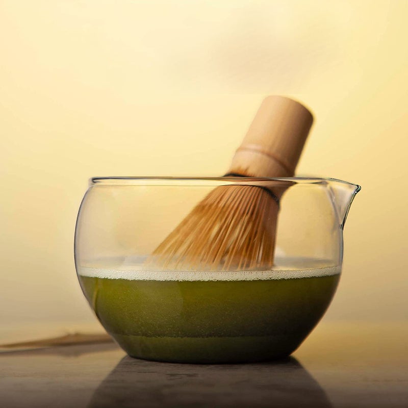 Matcha Bowl with Pouring Spout, Handmade, Thick & Heat-Resistant Clear Matcha Glass, Japanese Style Mixing Bowl for Green Tea, Small Ceremonial Matcha Cup, Easy Whisking Design - Image 2