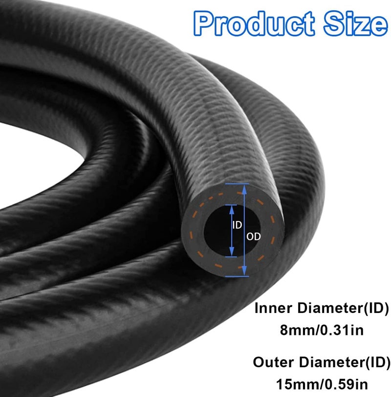 Tnisesm 5/16" (8MM) ID Fuel Line Kit with Filters and Clamps - 6-Foot Hose - Image 2