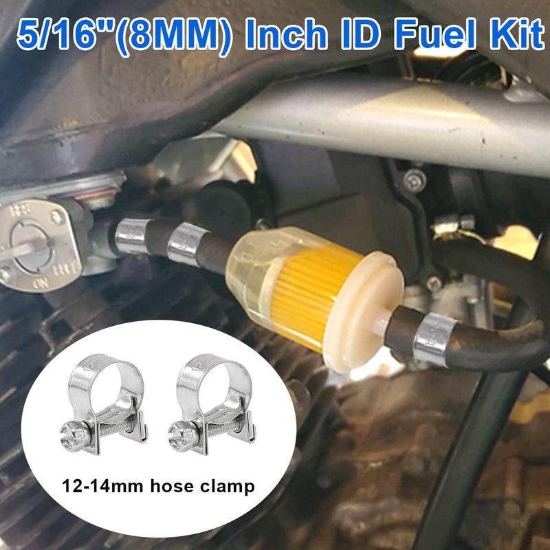 Tnisesm 5/16" (8MM) ID Fuel Line Kit with Filters and Clamps - 6-Foot Hose - Image 5