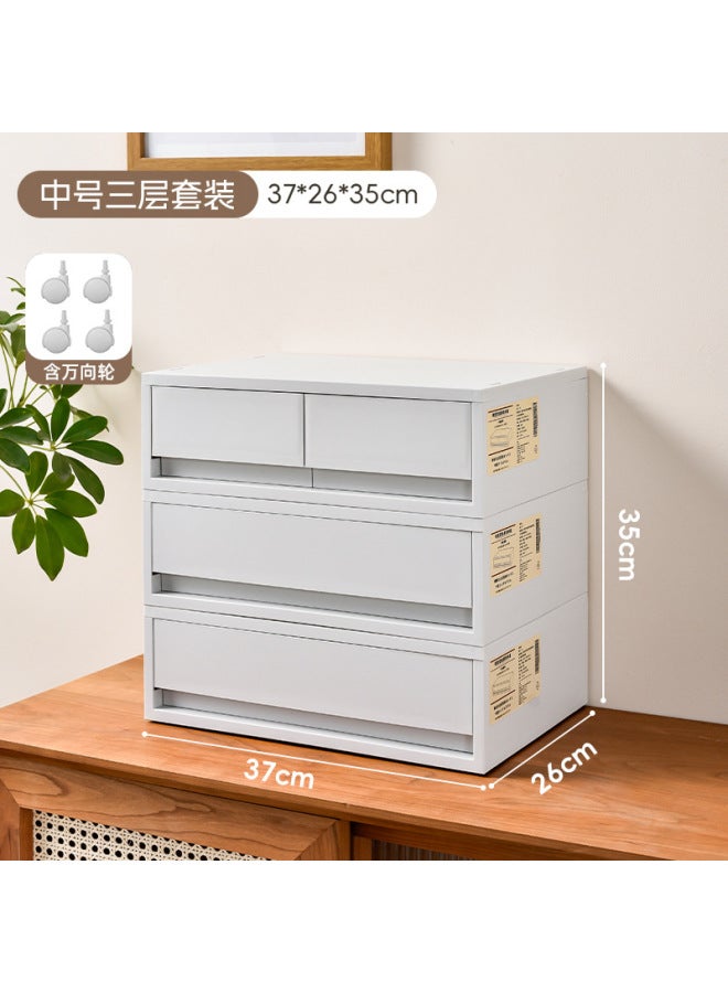 Quner Style Desktop Storage Box Cosmetic File Storage Household Sundries Storage Container Multi-layer Compartment Dustproof Drawer - Image 1