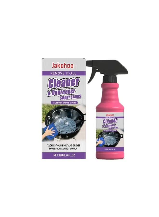 Jakehoe Grill Cleaner & Degreaser Spray, 120ml Heavy-Duty Formula for Stubborn Grease, Smoky Stains and Burnt-On Food on BBQ Grills - Image 1