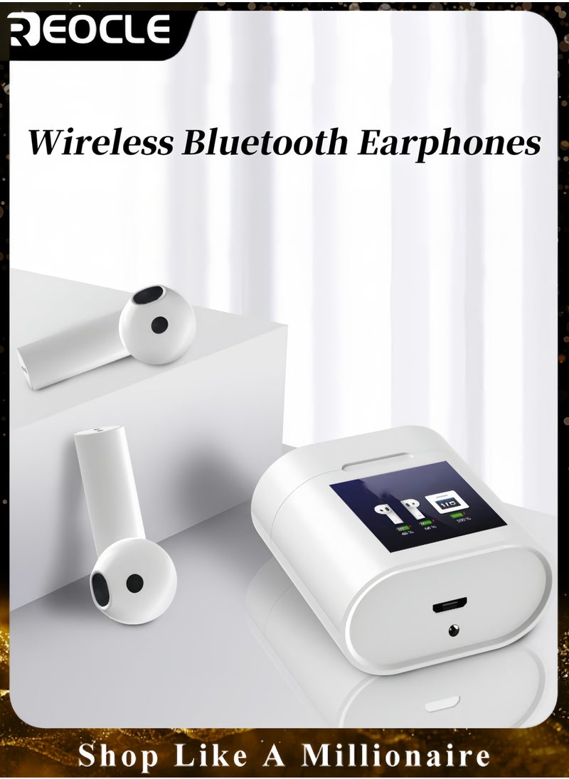 REOCLE Wireless Earbuds Bluetooth Earbuds with High Definition Display Screen Wireless Charging Case Portable Earphones Adaptive Noise Cancelling to Ears & Environment  - Image 1