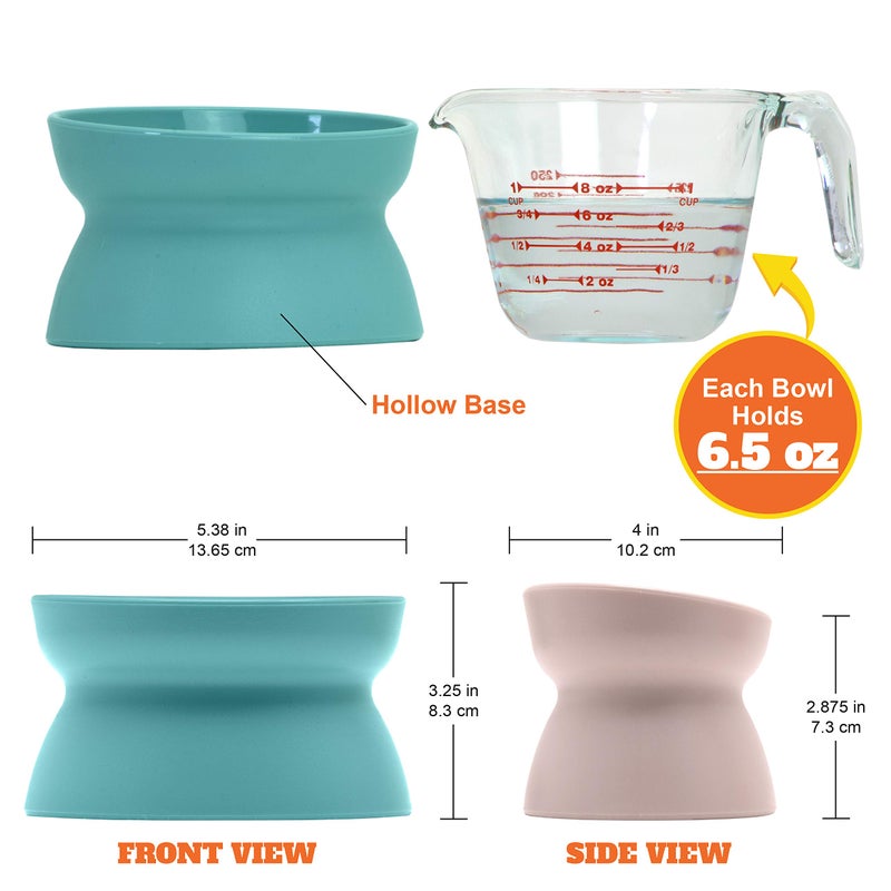 Kitty City Raised Cat Food Bowl Collection/Stress Free Pet Feeder and Waterer and Slow Feed Bowls - Image 2