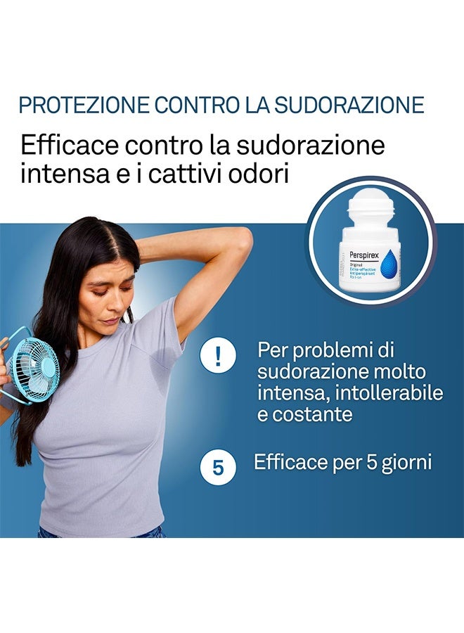 Perspirex Original Extra Effective Antiperspirant Roll On For Sweat And Odour Control, Active Skin Care System  - Image 3