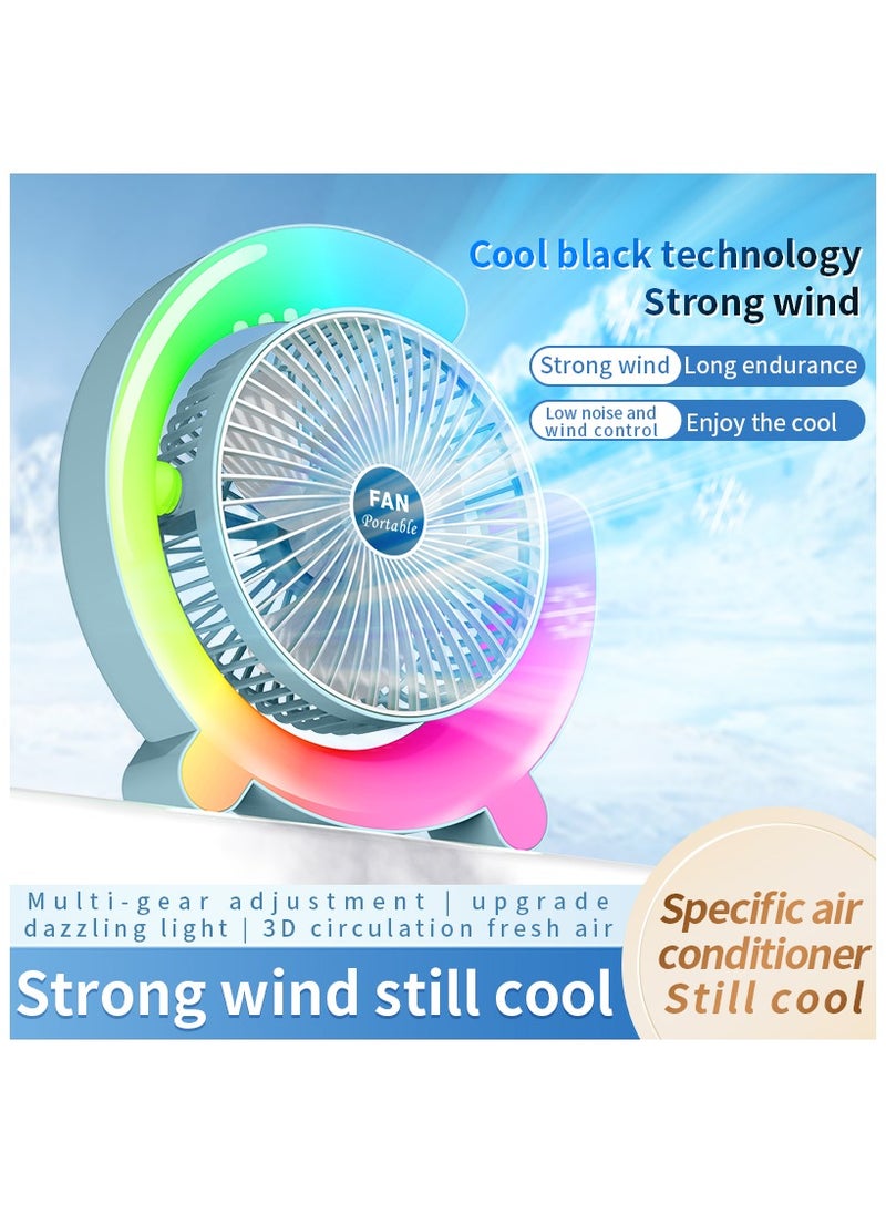 Generic Multifunction USB Battery Fan, with LED Light, Quiet, 180° Rotation, with 3 Speed, Regulation for Home, Office, Travel, Camping, Outdoor and Indoor  - Image 3