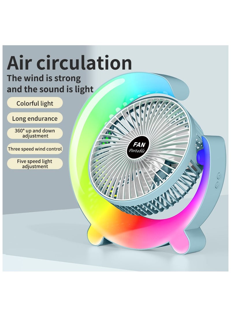 Generic Multifunction USB Battery Fan, with LED Light, Quiet, 180° Rotation, with 3 Speed, Regulation for Home, Office, Travel, Camping, Outdoor and Indoor  - Image 1