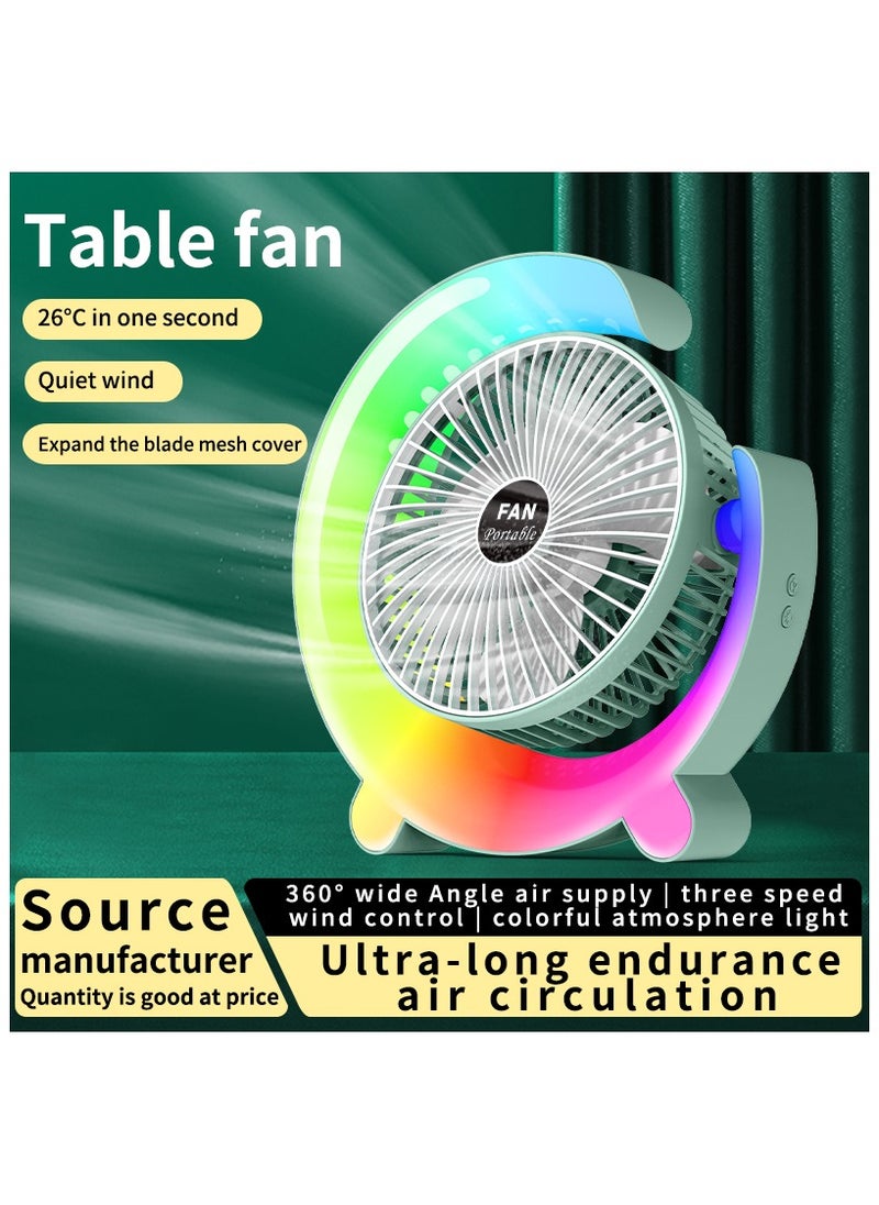 Generic Multifunction USB Battery Fan, with LED Light, Quiet, 180° Rotation, with 3 Speed, Regulation for Home, Office, Travel, Camping, Outdoor and Indoor  - Image 2