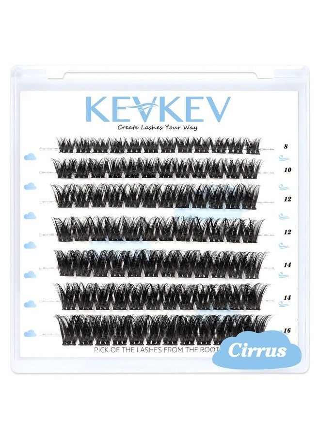 KevKev Lash Clusters 84 Pcs Cluster Lashes Eyelash Clusters DIY Cluster Eyelash Extensions Individual Lashes that Look Like Eyelash Extensions Natural Look Thin Band & Soft (Cirrus,C-8-16mix)  - Image 1