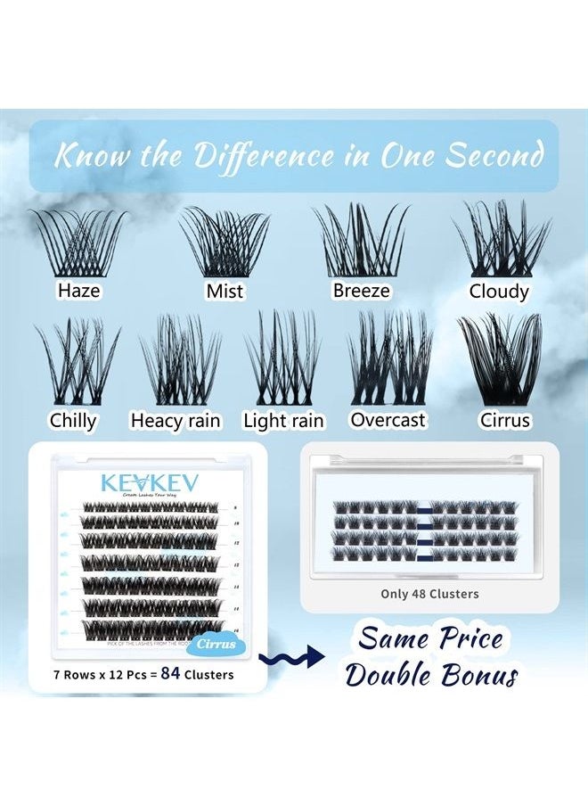 KevKev Lash Clusters 84 Pcs Cluster Lashes Eyelash Clusters DIY Cluster Eyelash Extensions Individual Lashes that Look Like Eyelash Extensions Natural Look Thin Band & Soft (Cirrus,C-8-16mix)  - Image 4