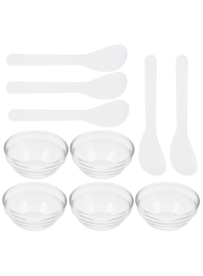 Beaupretty Esthetician Bowl Set Glass Facial Mask Making Bowl Spa Diy Mixing Stirring Bowls Accessory With Stick Spatula - Image 1