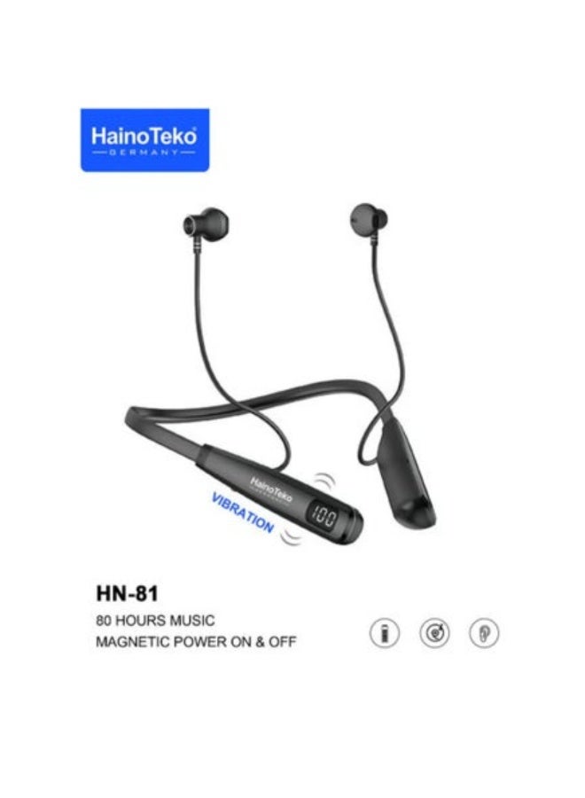 Haino Teko HN81 Wireless Neckband Bluetooth Earphones – Deep Bass, Long Battery Life, Comfortable Fit - Image 1