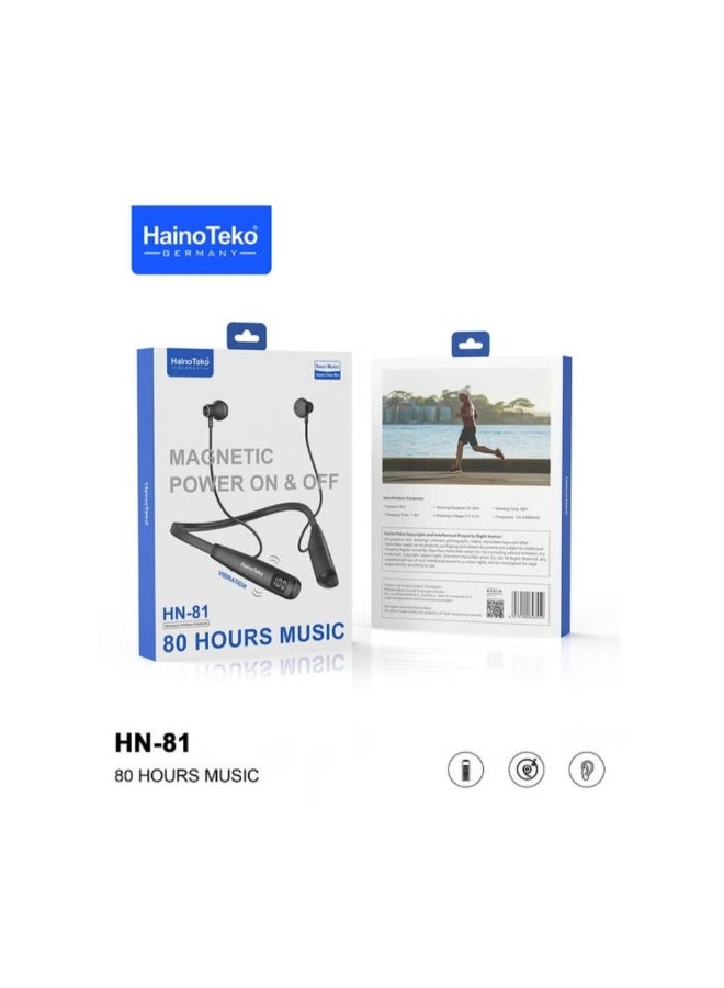 Haino Teko HN81 Wireless Neckband Bluetooth Earphones – Deep Bass, Long Battery Life, Comfortable Fit - Image 2