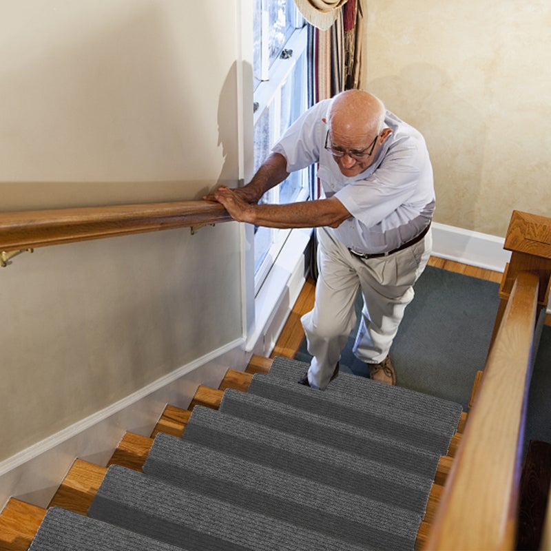 2pcs Washable Stair Mats Non-skid Stair Carpets Self-Adhesive Household Step Pad - Image 1