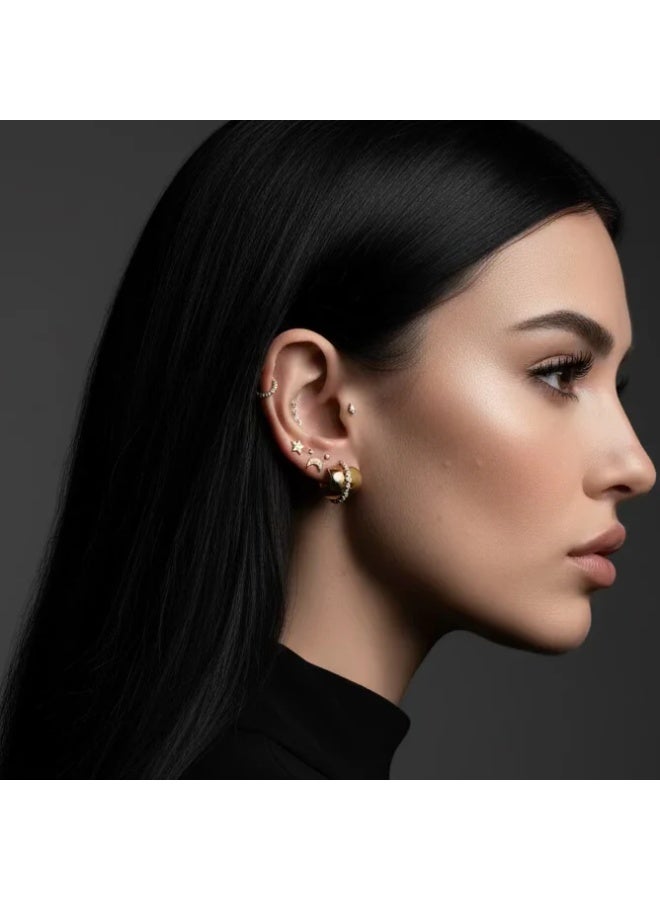 Bariq Star & Moon Studs - Tarnish Free - Image 2