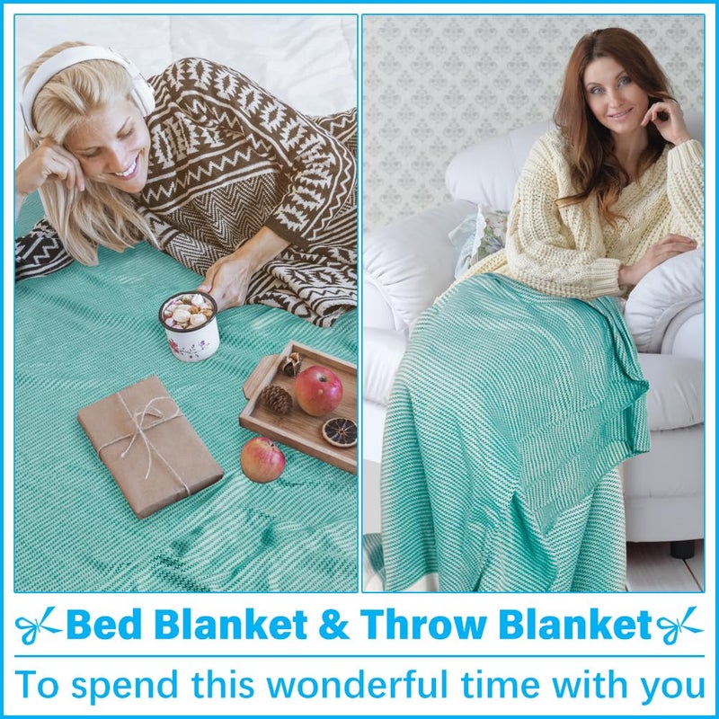Vikumond Oversized Turkish Beach Towel Blanket XXL Cotton Sandproof Towels Boho Woven Extra Large Big Sand Free Giant Throw Blankets Huge Quilt XL Picnic Camping Necessities Cloud For Adult Gifts Teal - Image 5
