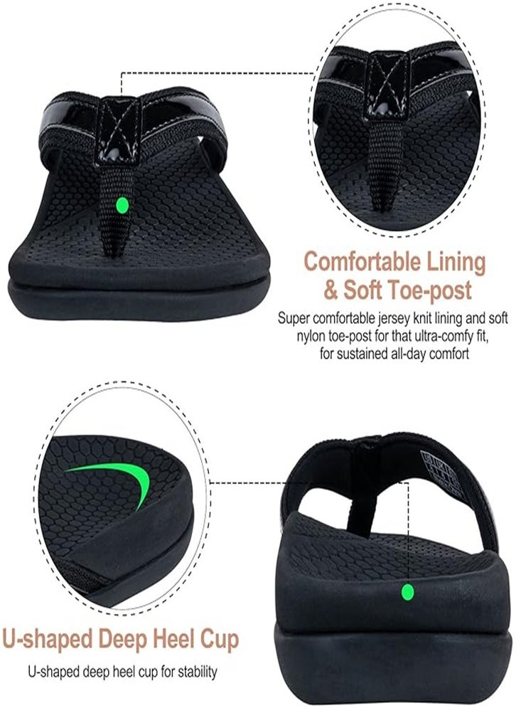 Generic Women's Separated Toe Orthopedic Sandals with Arch Support to Reduce Pressure on Feet, Joints and Back, Relieve Foot Pain, Walking Flip Flops Support Beach Slipper Sandals  - Image 4