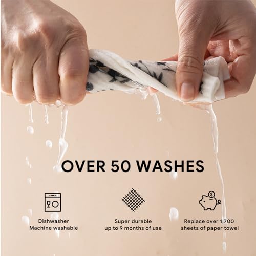 RECYCO Swedish Dishcloths for Kitchen | 5 Pack Geometric Washable Dish Rags | Cellulose Reusable Cleaning Paper Towels | Absorbent Counter Dish Cloth Sponge Kitchen Wipes, 8" L x 7" W - Image 5