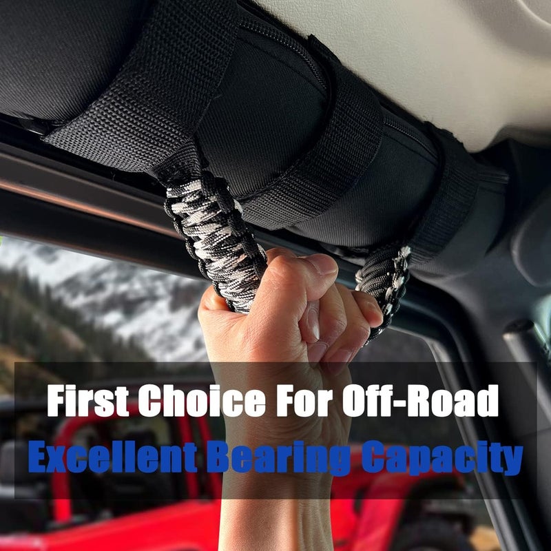 RDUNF 2 x Roll Bar Grab Handles Grip Handle for Jeep Wrangler YJ TJ JK JKU JL JLU Sahara Rubicon X Sports Freedom & Unlimited 1987-2020 (Black/White Camouflage) (QC034MW) - Image 4