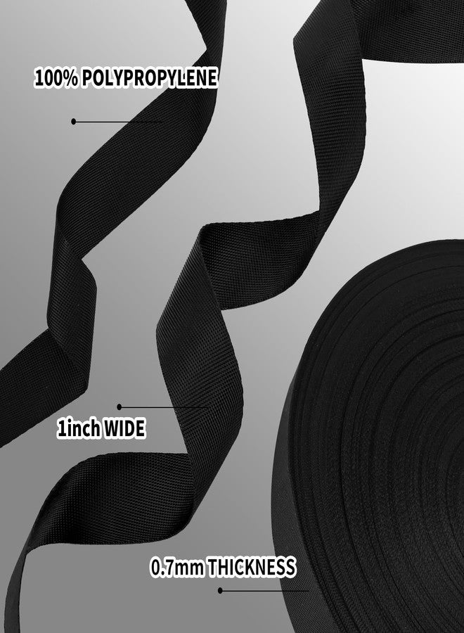 Axigundaone 2 Pcs 1 Inch Nylon Webbing Strap Total 100 Yards, Black Nylon Strap Heavy Duty, Flat Webbing Straping for Seatbelt, Backpack, Gear Repair - Image 2