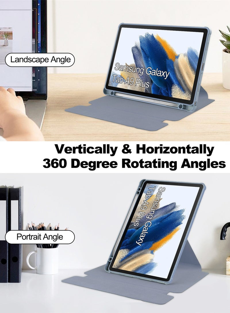Compatible with Samsung Galaxy Tab A9 Plus 11 2023 Released 360° Rotation Bluetooth Keyboard Case Cover with Auto Sleep and S Pen Slot - Image 2
