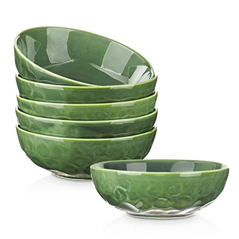 Ceramic Pasta Bowls Set, 32 Ounce Soup Bowls, Large Salad Bowls, Chip Resistant, Dishwasher Microwave Safe, Fluted stoneware Bowls for Kitchen, Serving Bowls, Set of 6 Green - Image 4