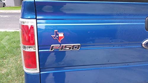 Muzzys TEXAS FLAG IN SHAPE OF TEXAS State Edition Emblem Decal Longhorn Lone Star METAL Badge Universal StickOn FITS Chevy Silverado Suburban Tahoe GMC Sierra Ford F150 Ranger F-150 Dodge Ram Nissan T - Image 2
