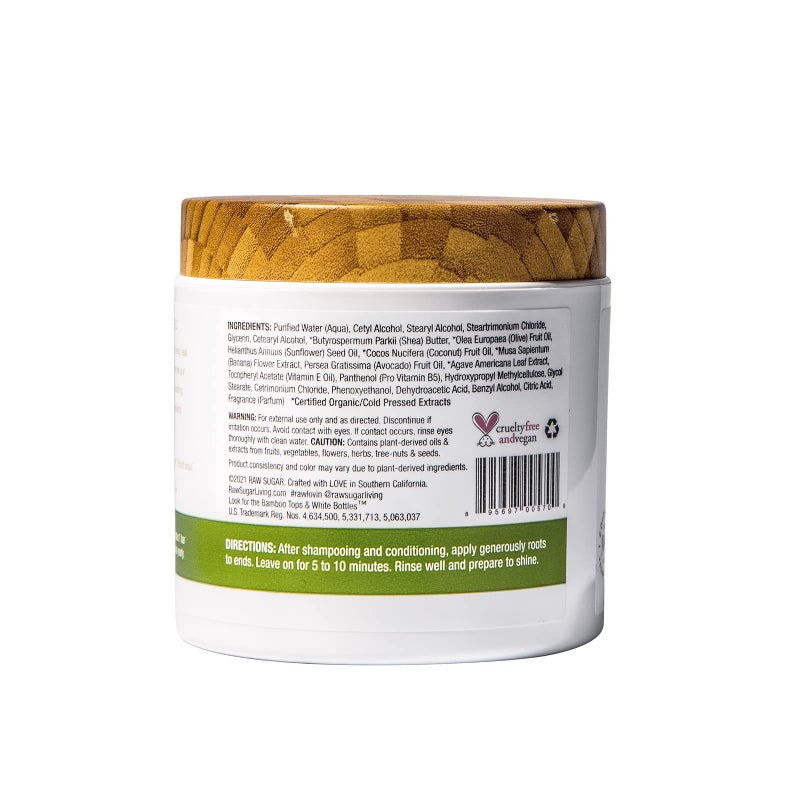 RAW SUGAR Healing Power Hair Masque | Avocado Oil + Banana + Coconut Milk + Agave | 12 oz - Image 2