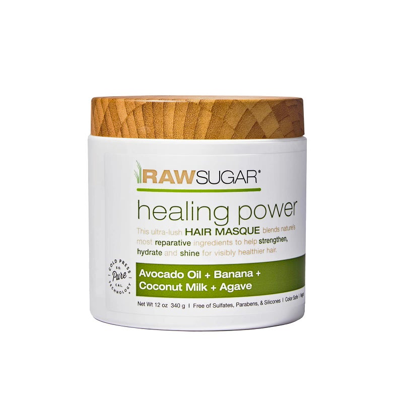 RAW SUGAR Healing Power Hair Masque | Avocado Oil + Banana + Coconut Milk + Agave | 12 oz - Image 1