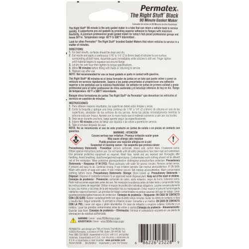 Permatex 25228 The Right Stuff 90 Minute Black Gasket Maker, 3 oz, 1 Count (Pack of 1) - Image 2