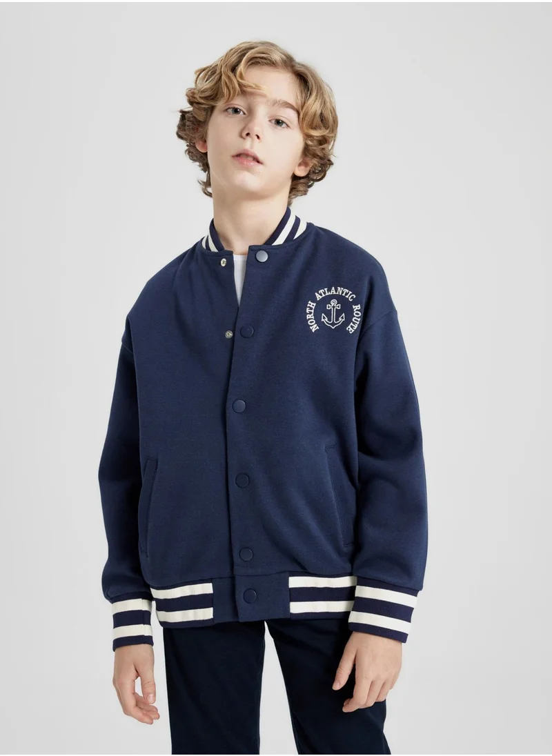 ديفاكتو Boy Regular Fit Crew Neck Bomber Cardigan