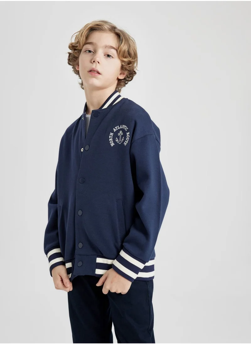 DeFacto Boy Regular Fit Crew Neck Bomber Cardigan